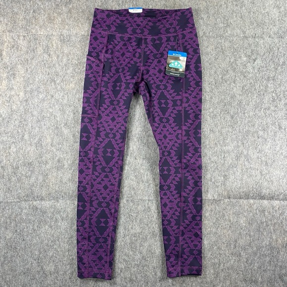 Columbia Norwood Printed Leggings Women's Small 7/8 Length Purple Geometric NWT - Picture 1 of 12